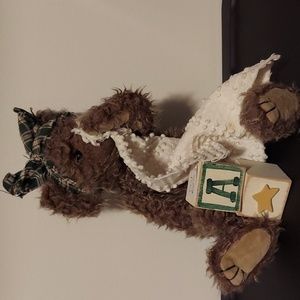 Teddy Bear w Block and blanket